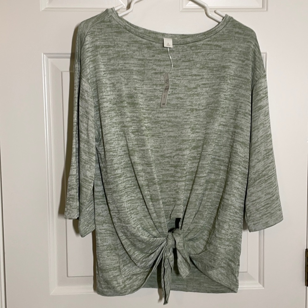 Loft Outlet Tie-Front 3/4 Sleeve Top NWT